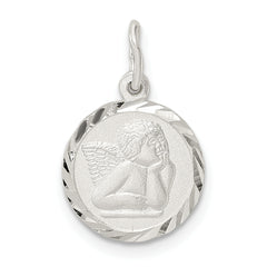 Sterling Silver Polished Satin and D/C Cherub Circle Charm