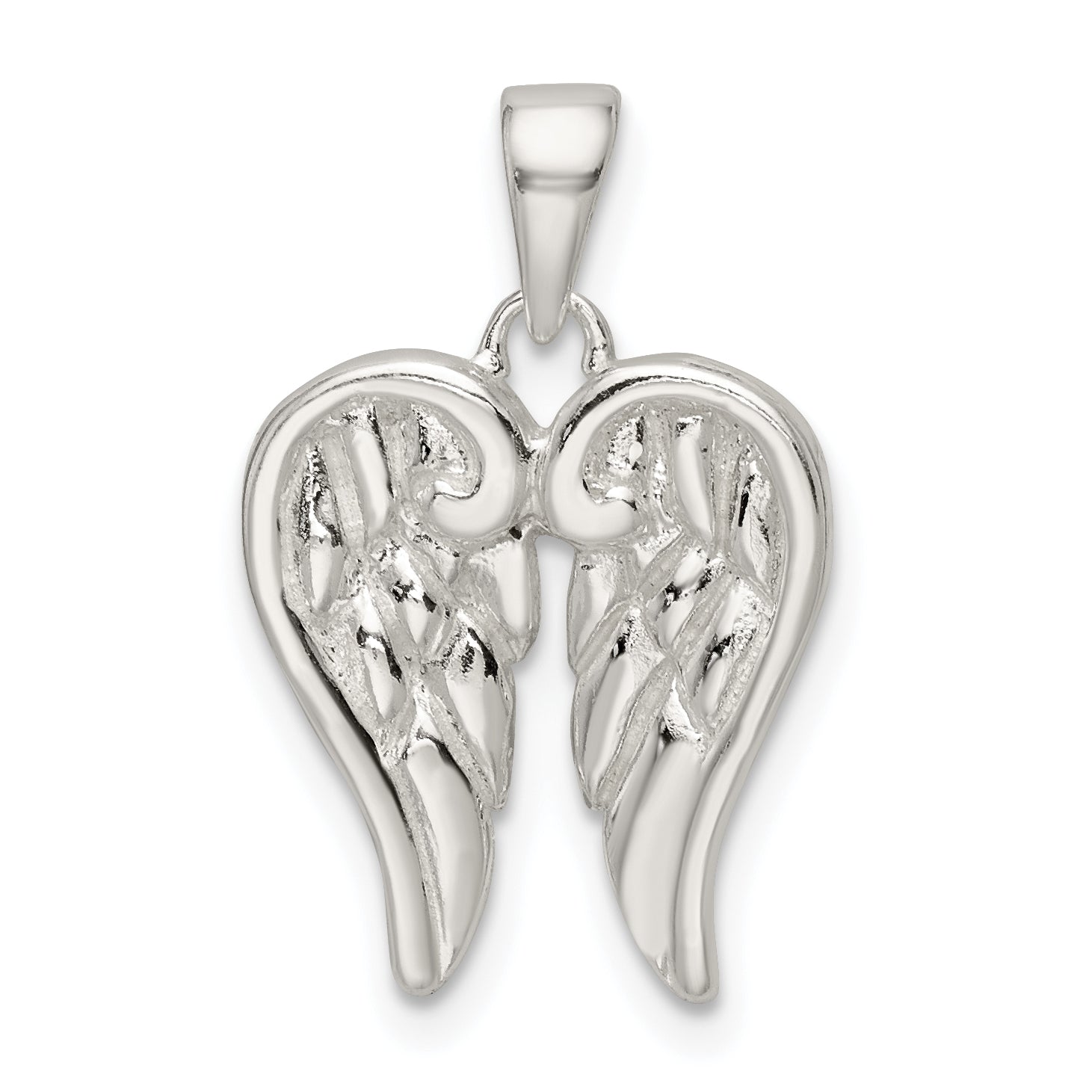 Sterling Silver Polished Angel Wings Pendant