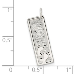 Sterling Silver Footprints on Textured Bar Charm