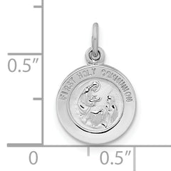 Sterling Silver Rhodium-plated Polished Solid 1st Holy Communion Pendant