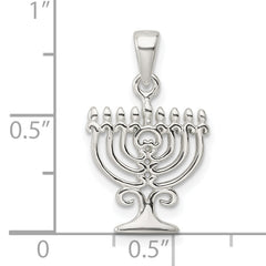 Sterling Silver Polished Menorah Pendant