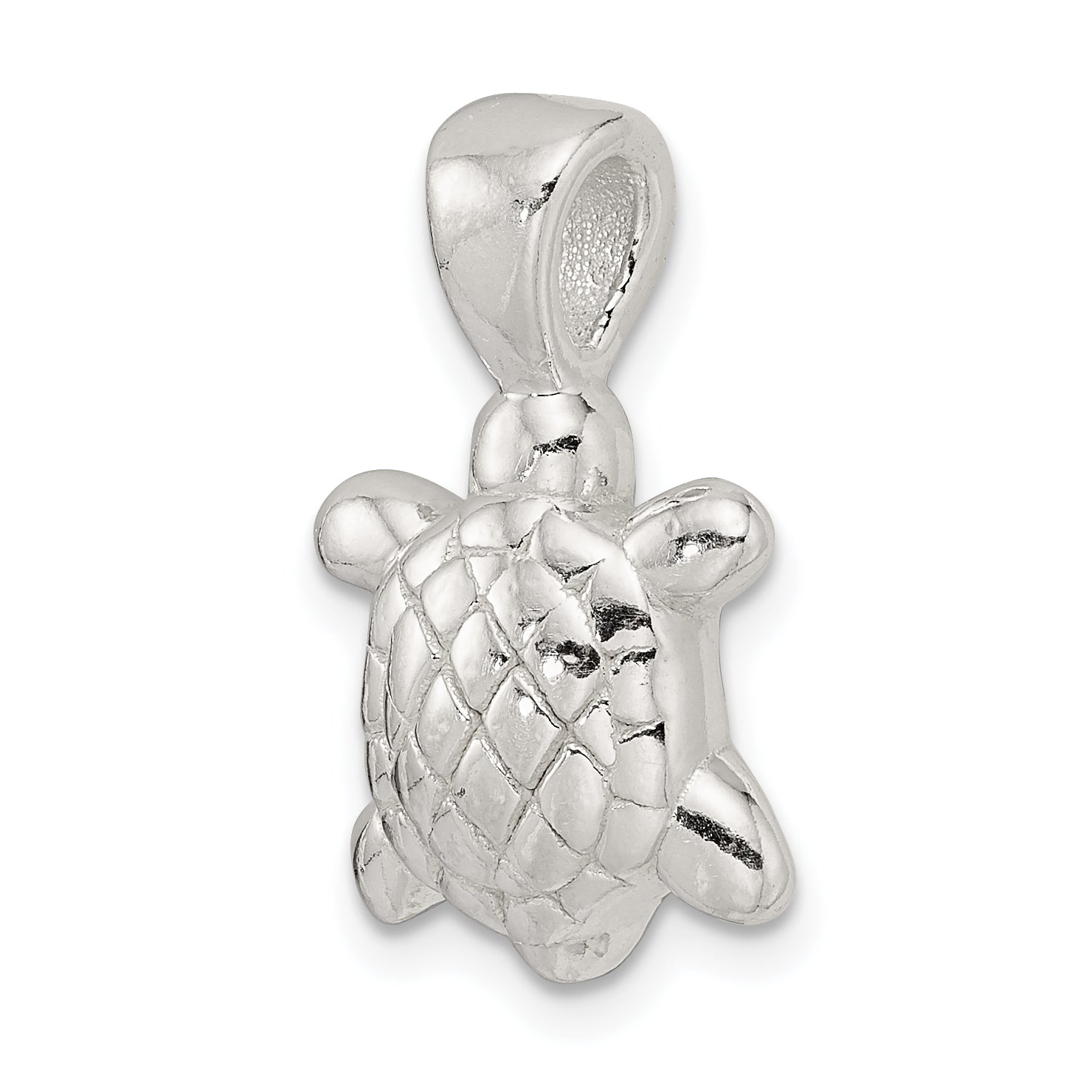 Sterling Silver Polished & Textured Turtle Pendant