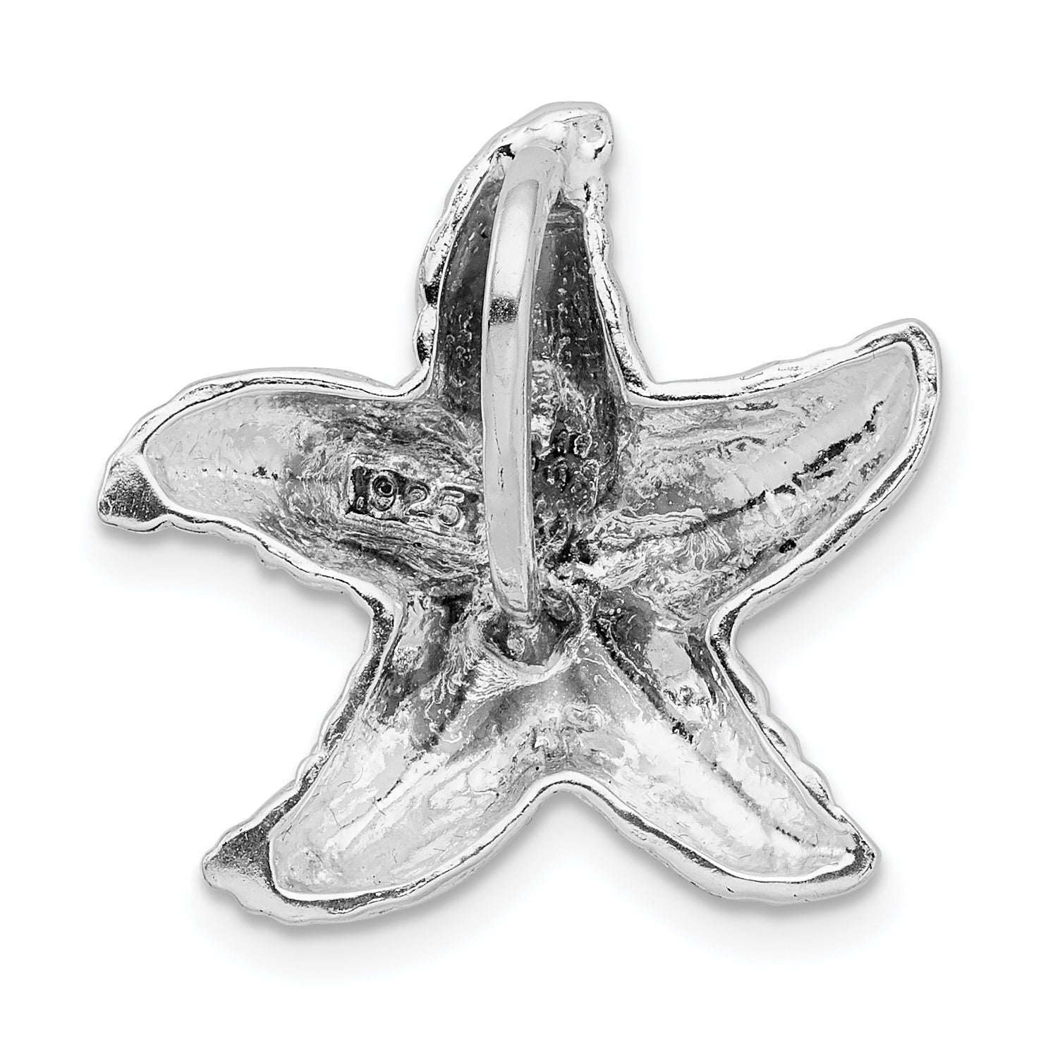 De-Ani Sterling Silver Rhodium-Plated Polished and Textured Starfish Slide