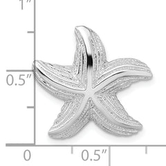 De-Ani Sterling Silver Rhodium-Plated Polished and Textured Starfish Slide