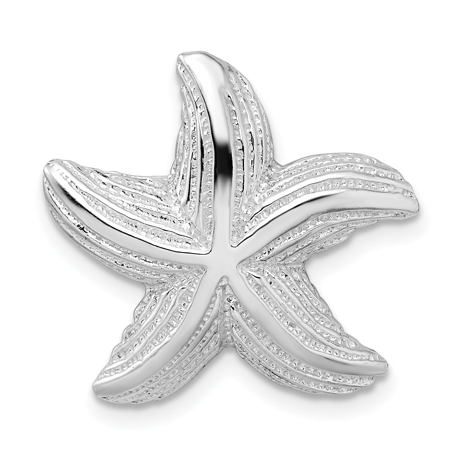 De-Ani Sterling Silver Rhodium-Plated Polished and Textured Starfish Slide