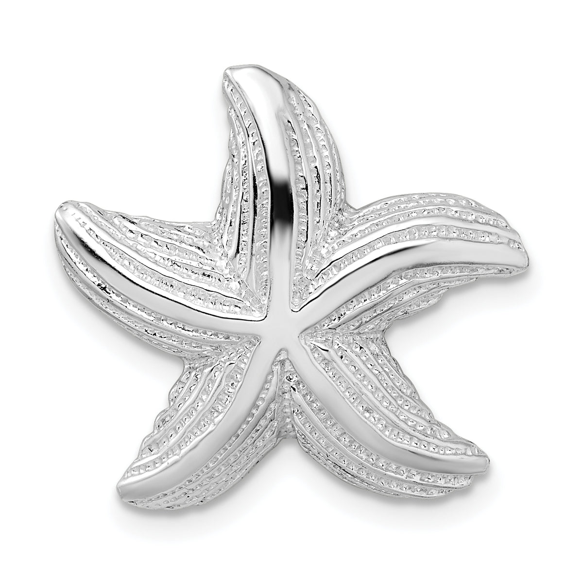 De-Ani Sterling Silver Rhodium-Plated Polished and Textured Starfish Slide