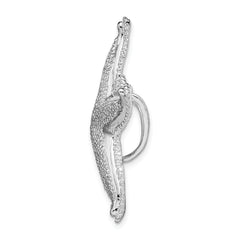 De-Ani Sterling Silver Rhodium-Plated Polished and Textured Starfish Slide