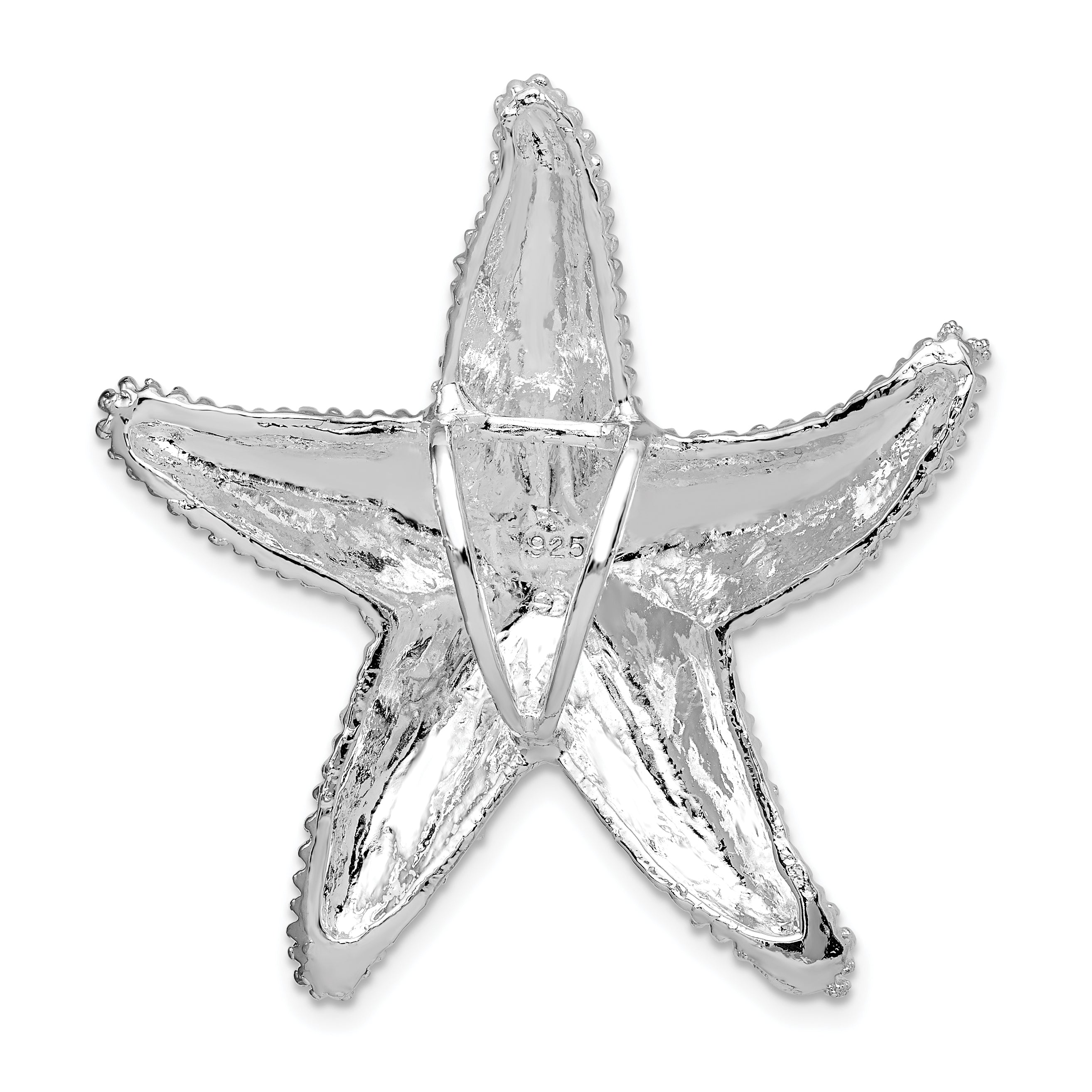 De-Ani Sterling Silver Rhodium-Plated Polished and Textured Starfish Slide