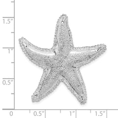 De-Ani Sterling Silver Rhodium-Plated Polished and Textured Starfish Slide