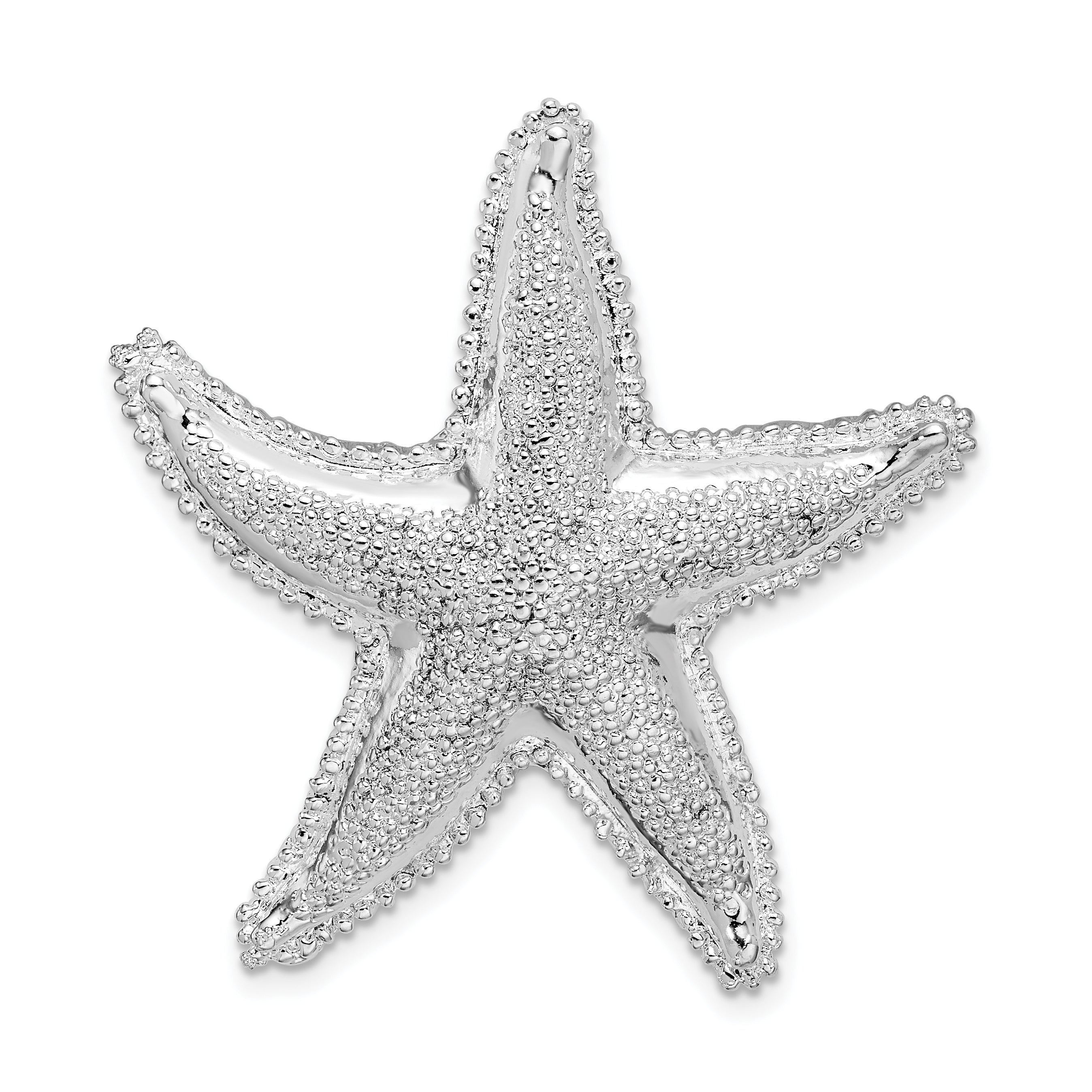 De-Ani Sterling Silver Rhodium-Plated Polished and Textured Starfish Slide