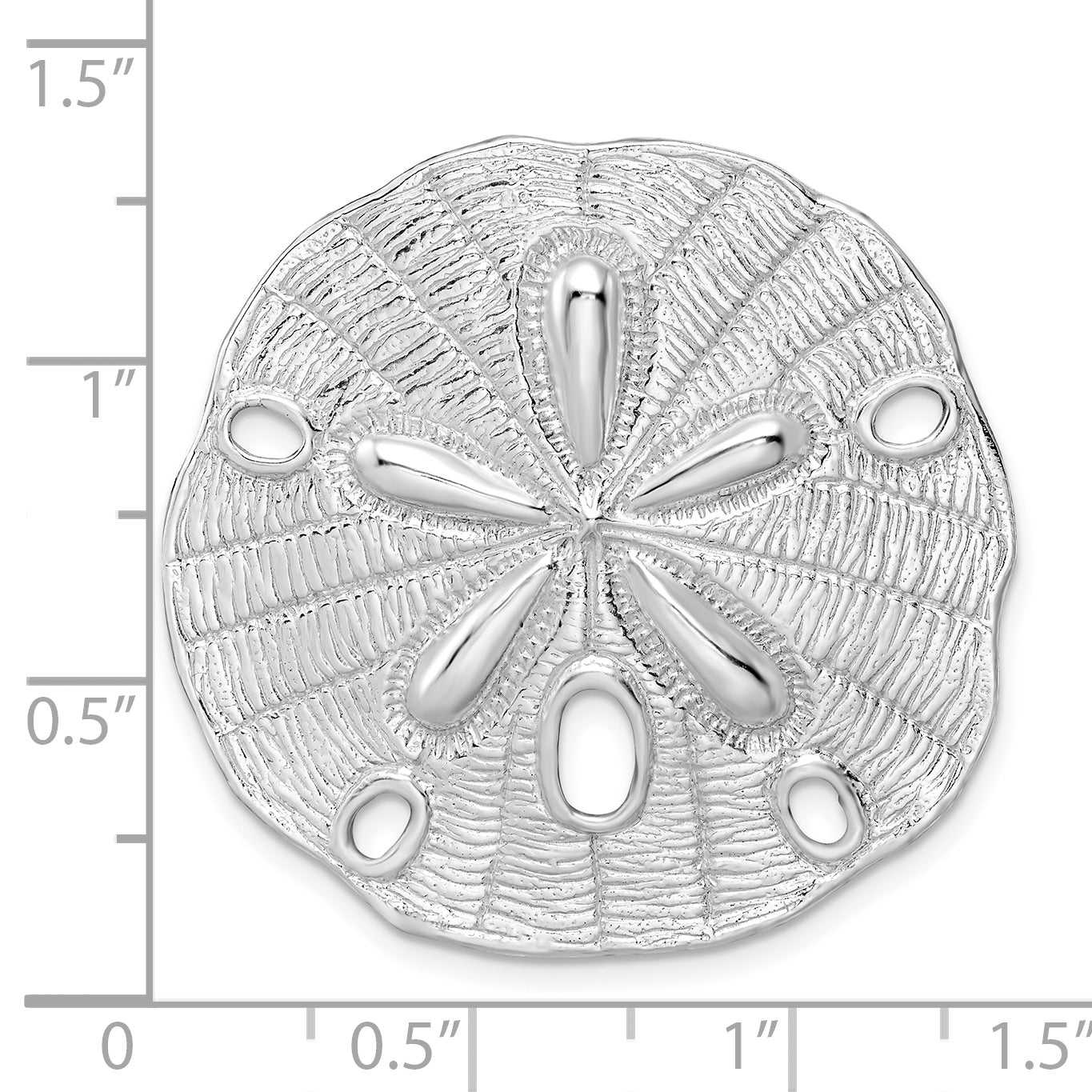 De-Ani Sterling Silver Rhodium-Plated Polished and Textured Large Sand Dollar Slide