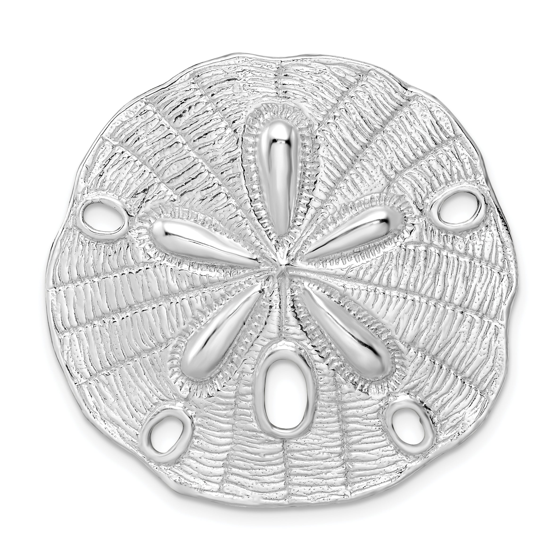 De-Ani Sterling Silver Rhodium-Plated Polished and Textured Large Sand Dollar Slide