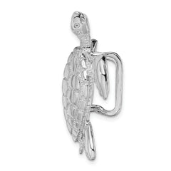 De-Ani Sterling Silver Rhodium-Plated Polished Sea Turtle Slide