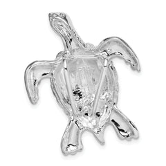 De-Ani Sterling Silver Rhodium-Plated Polished Sea Turtle Slide