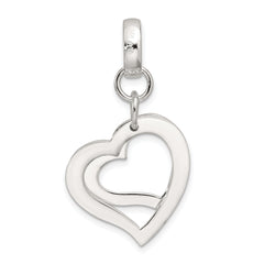 Sterling Silver Polished Two Piece Open Heart Pendant