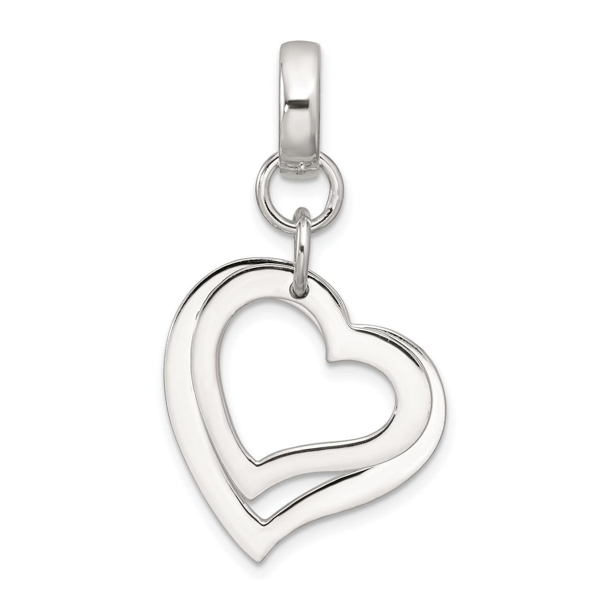 Sterling Silver Polished Two Piece Open Heart Pendant