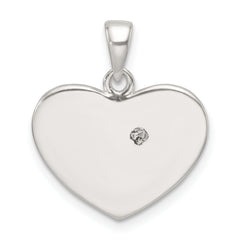 Sterling Silver Rose-tone Polished and Glitter Fabric CZ Heart Pendant