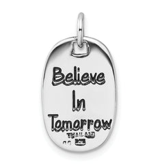 Sterling Silver RH-plated Antiqued LIFE/BELIEVE IN TOMORROW Pendant