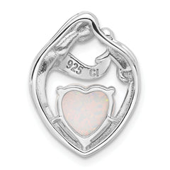 Sterling Silver Rhodium-plated Created Opal Mother/Child Heart Slide