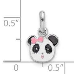 Sterling Silver Rhodium-plated Enameled Panda Charm Pendant