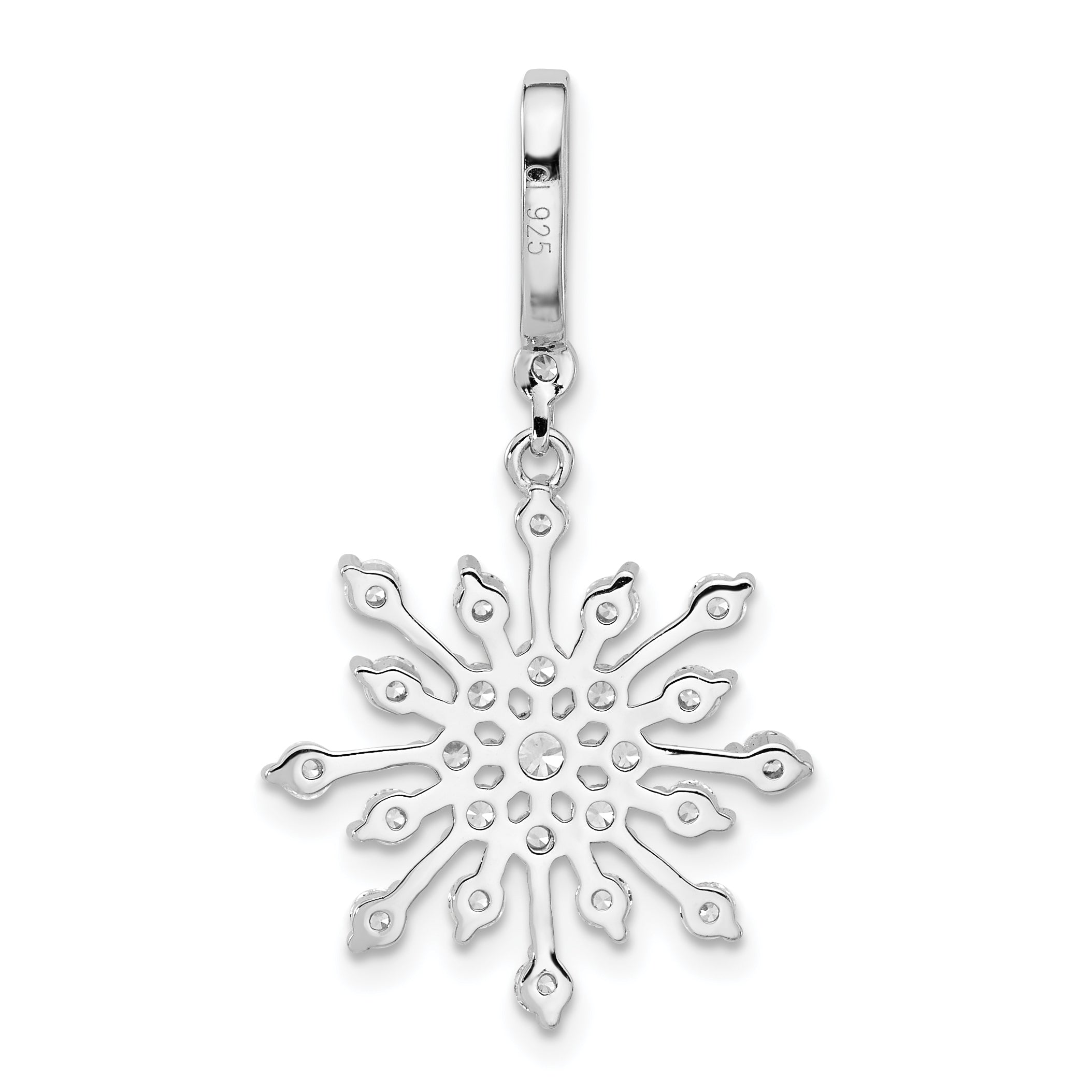 Sterling Silver Rhodium-plated CZ Snowflake Pendant