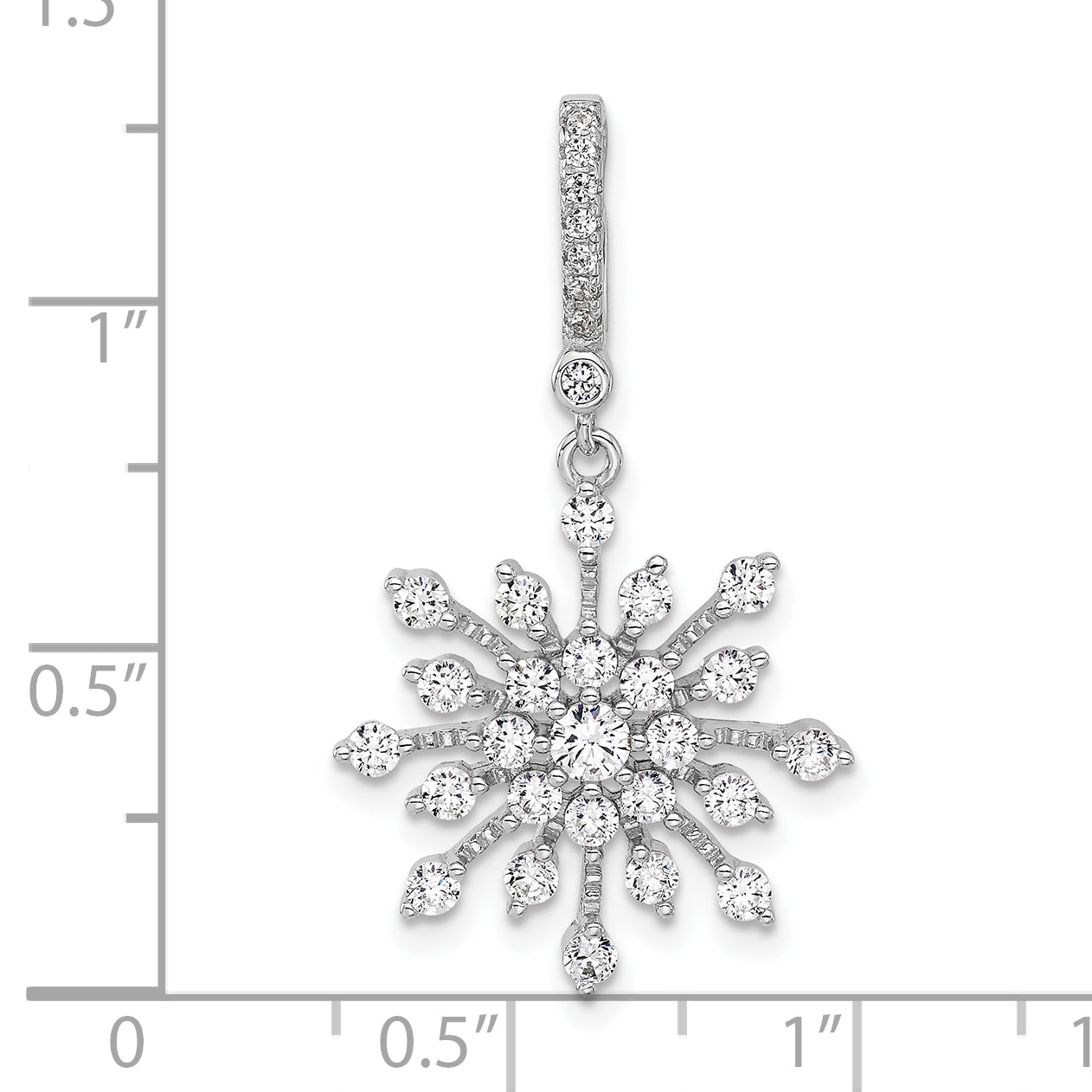 Sterling Silver Rhodium-plated CZ Snowflake Pendant