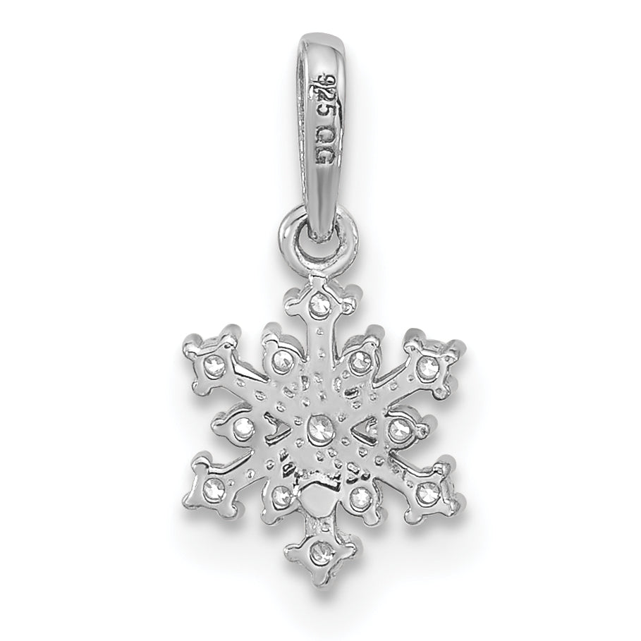 Sterling Silver Rhodium-plated Polished CZ Snowflake Pendant