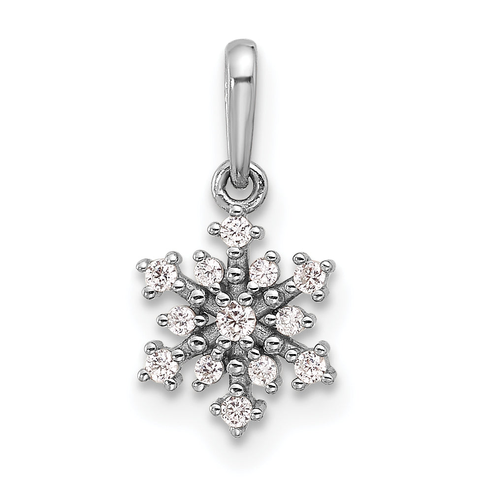 Sterling Silver Rhodium-plated Polished CZ Snowflake Pendant