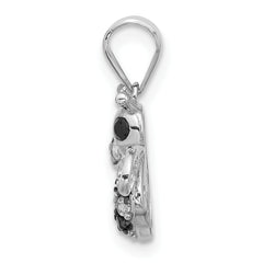 Sterling Silver Rhodium and Black Rhodium-plated  Bee CZ Pendant