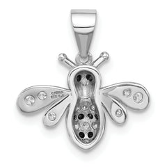 Sterling Silver Rhodium and Black Rhodium-plated  Bee CZ Pendant