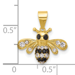 Sterling Silver Gold-tone Black Rhodium-plated Bee with CZ Pendant