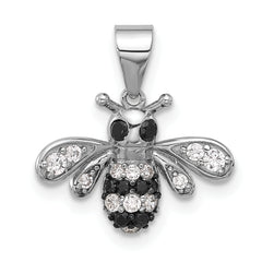 Sterling Silver Rhodium and Black Rhodium-plated  Bee CZ Pendant