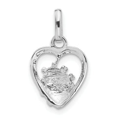 Sterling Silver Rhodium-plated Enameled Ladybug in Heart Pendant