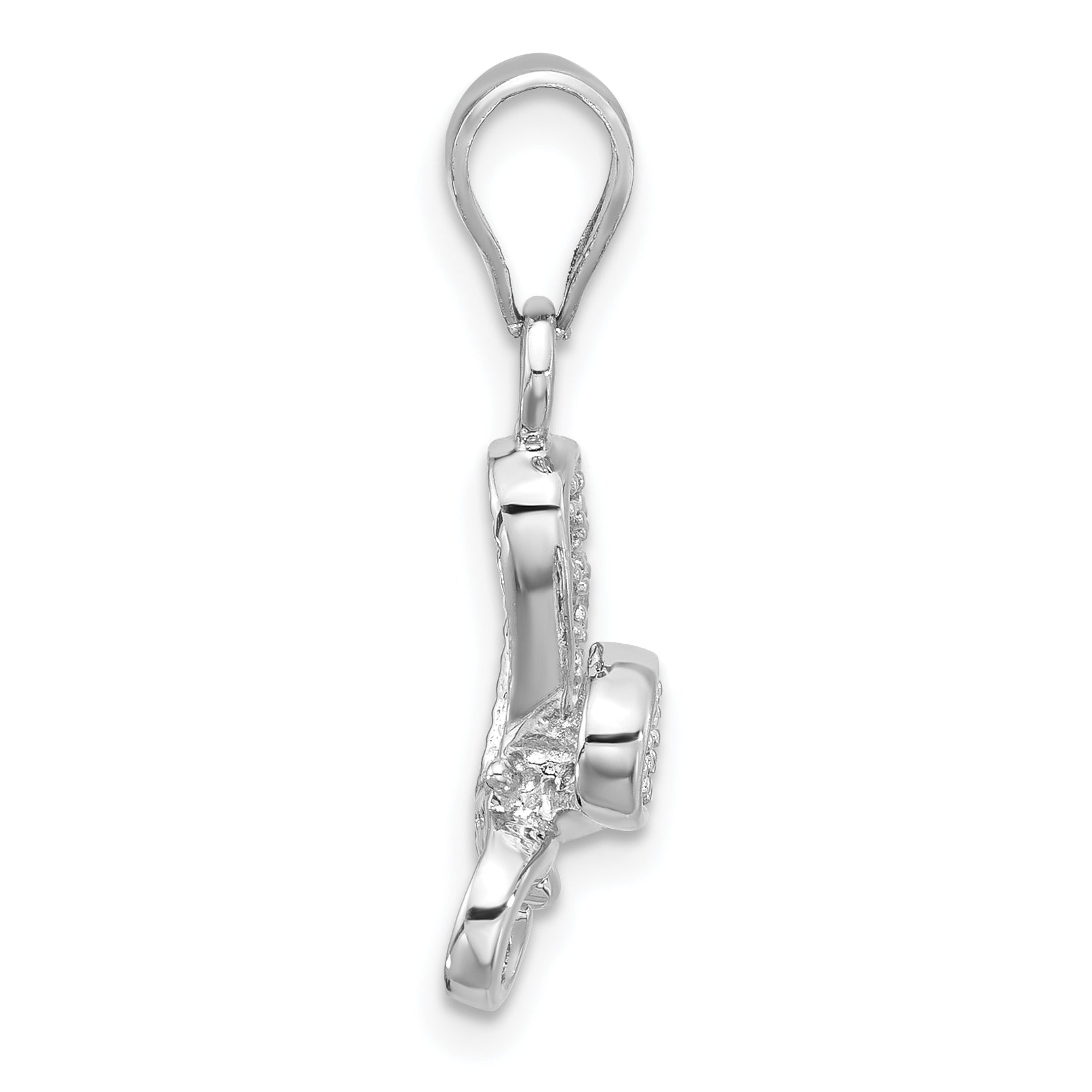 Sterling Silver Rhodium-plated CZ Dragonfly Pendant