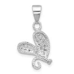 Sterling Silver Rhodium-plated CZ Dragonfly Pendant