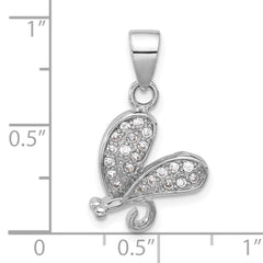 Sterling Silver Rhodium-plated CZ Dragonfly Pendant