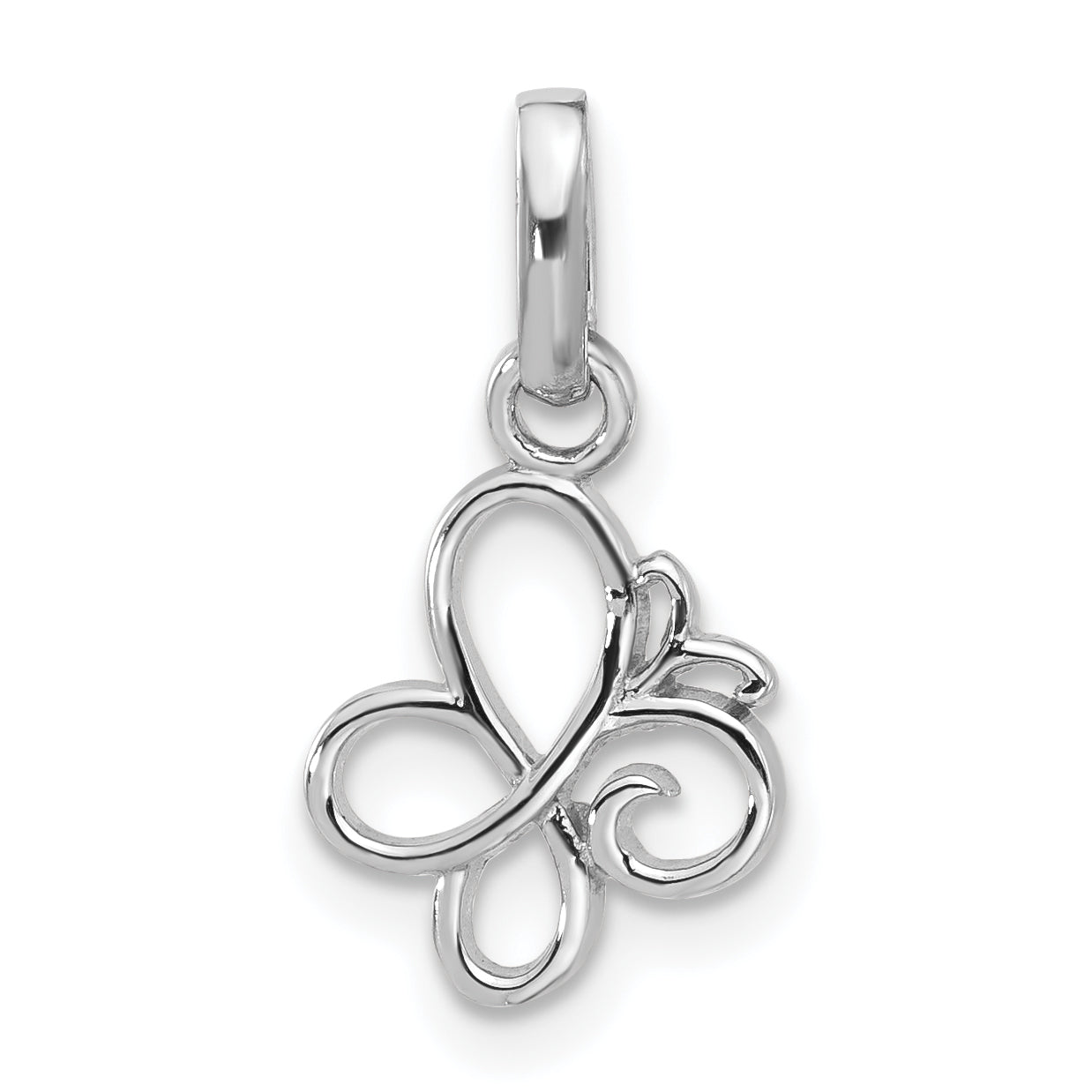 Sterling Silver Rhodium-plated Butterfly Pendant