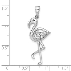 Sterling Silver Rhodium-Plated Polished Flamingo Pendant