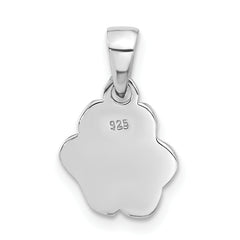 Sterling Silver Rhodium-plated Enameled Dog Paw Pendant