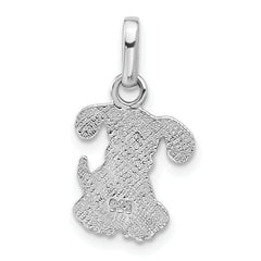 Sterling Silver Rhodium-plated Enameled Dog Charm Pendant