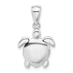 Sterling Silver Rhodium-plated Oxidized Sea Turtle Pendant