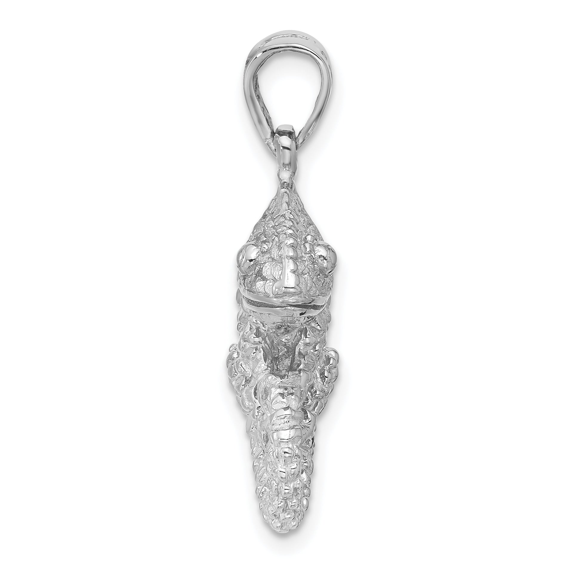 Sterling Silver Rhodium-Plated Polished and Textured 3D Iguana Pendant