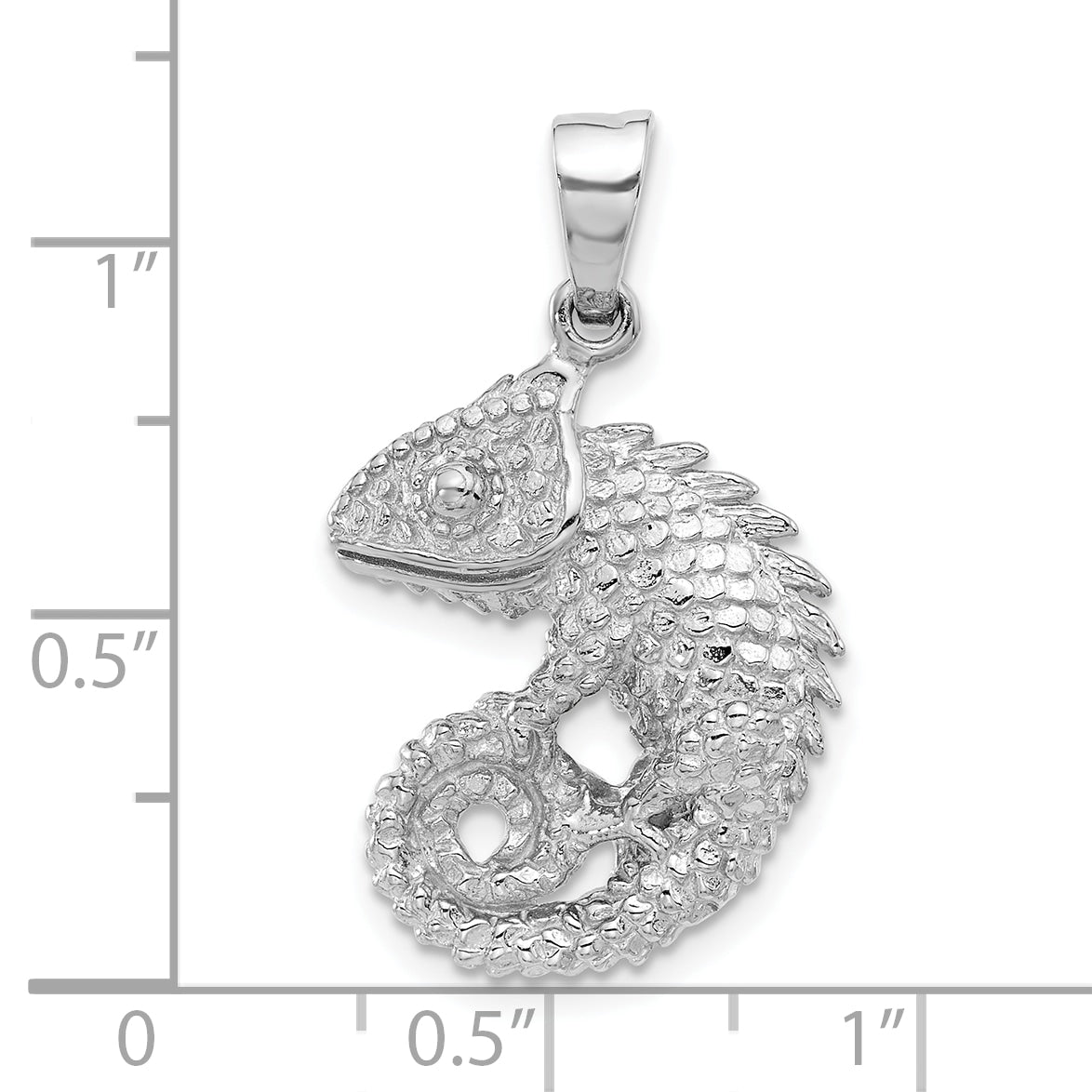 Sterling Silver Rhodium-Plated Polished and Textured 3D Iguana Pendant