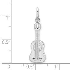 Sterling Silver Rhodium-plated Guitar Charm Pendant