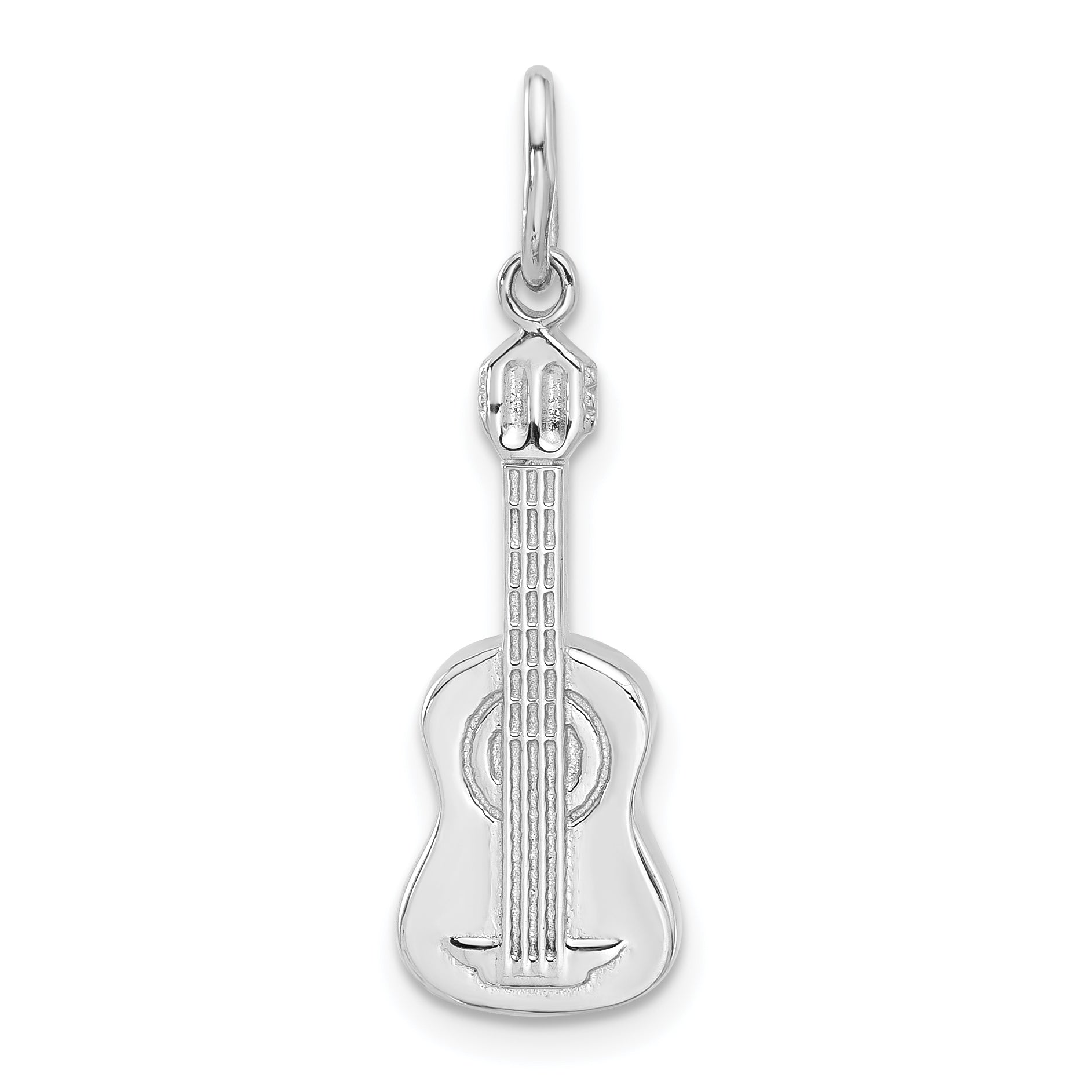 Sterling Silver Rhodium-plated Guitar Charm Pendant