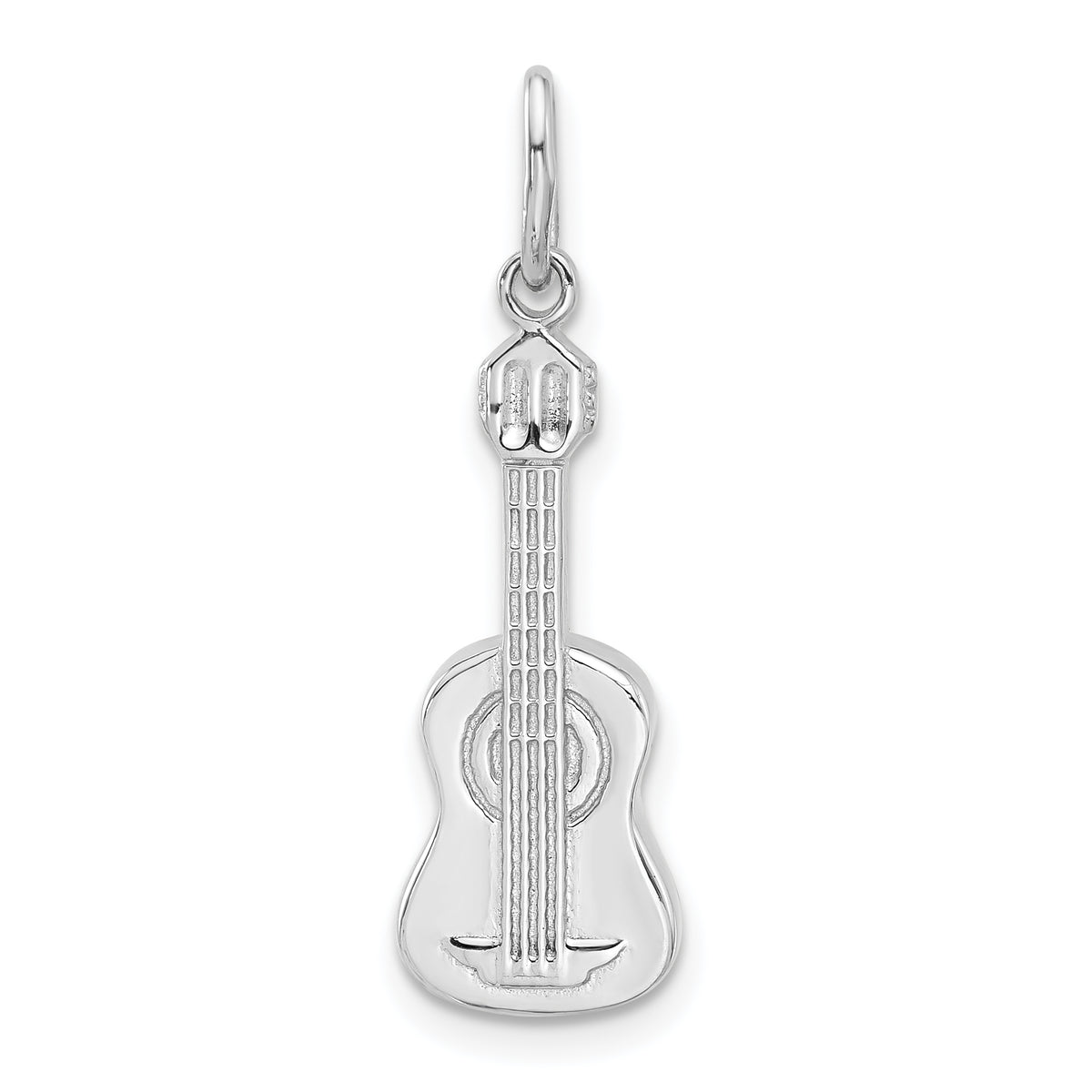 Sterling Silver Rhodium-plated Guitar Charm Pendant