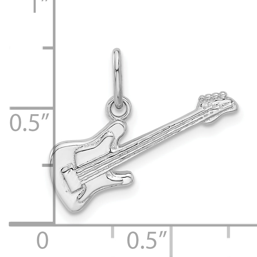 Sterling Silver Rhodium-plated Electric Guitar Charm Pendant