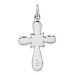 Sterling Silver Rhod-plated Black / White Mother of Pearl Cross Pendant