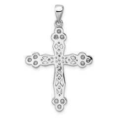 Sterling Silver Rhodium-plated CZ Cross Pendant