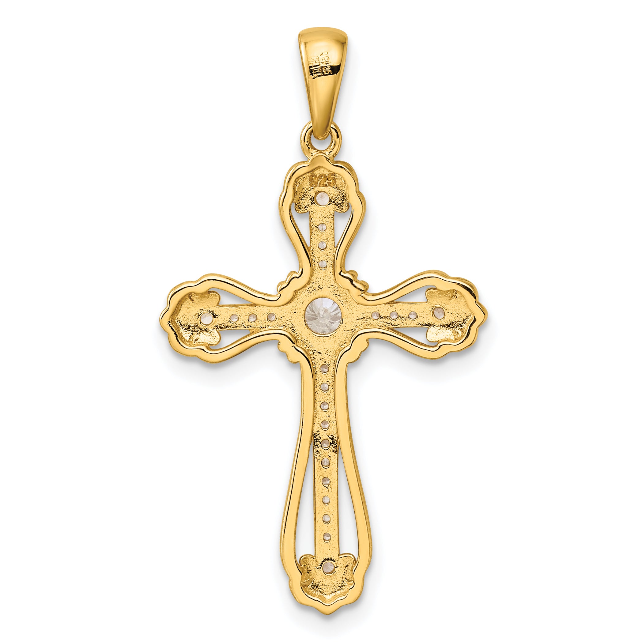 Sterling Silver Gold-plated CZ Cross Pendant